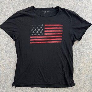 John Varvatos Skull Flag T Shirt Black Size L Short Sleeve Crew Neck